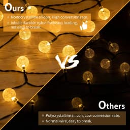 Solar Lights for Outside LED Solar String Lights Waterproof Crystal Globe Light with 8 Modes Garden Light Party Wedding Decor