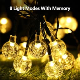 Solar Lights for Outside LED Solar String Lights Waterproof Crystal Globe Light with 8 Modes Garden Light Party Wedding Decor