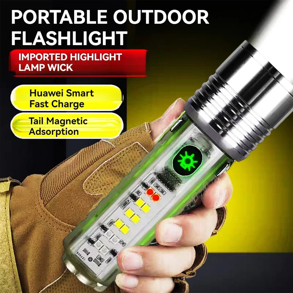 Super Bright LED Flashlight Rechargeable Spotlight Lamp High Power Tactical Torch Waterproof Lantern Outdoor Emergency LED Light