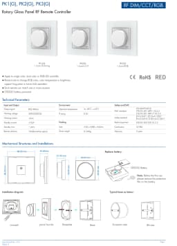 Skydance PK2(G) PF2(G) T12-K T12 T12-1 T22 TW2 TW2-4 RK2 1 4Zone 2.4G Wireless RF Color Temperature Wall Mount Remote for CCT