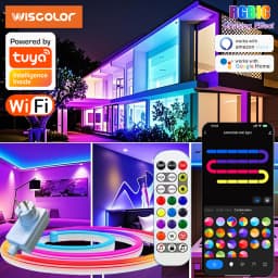 Wiscolor WIFI RGBIC LED Neon Strip Lights Waterproof Voice Control Work With TUYA Smart Life For DIY Room Home Decoration