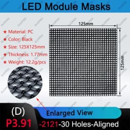 P3.91-1921-30Holes series Masks, Model A/B/C/D,125X125mm,Black Plastic, for LED display repair