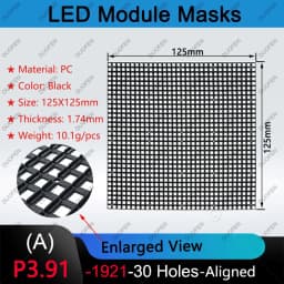P3.91-1921-30Holes series Masks, Model A/B/C/D,125X125mm,Black Plastic, for LED display repair