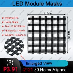 P3.91-1921-30Holes series Masks, Model A/B/C/D,125X125mm,Black Plastic, for LED display repair