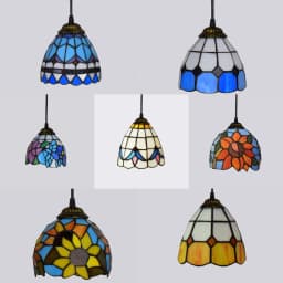 Colorful Mediterranean Style Bohemia Lamp Stained Glass Shade Mosaic Pendant Light for Dining Room Bar Lighting