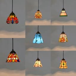 Colorful Mediterranean Style Bohemia Lamp Stained Glass Shade Mosaic Pendant Light for Dining Room Bar Lighting