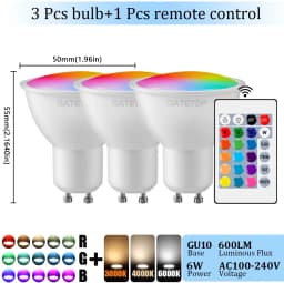 1-10PCS Colorful Change RGB GU10 LED Spotlight Bulb 24 Key Remote Control Dimmable 6W AC220V 110V for Bedroom Living Room Lamp