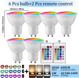 1-10PCS Colorful Change RGB GU10 LED Spotlight Bulb 24 Key Remote Control Dimmable 6W AC220V 110V for Bedroom Living Room Lamp