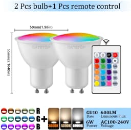 1-10PCS Colorful Change RGB GU10 LED Spotlight Bulb 24 Key Remote Control Dimmable 6W AC220V 110V for Bedroom Living Room Lamp