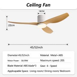 45/52 Inch Industrial Retro Ceiling Fan with LED Light and Remote Control, 6 Speed Silent Ceiling Fans No Light for Home & Offic