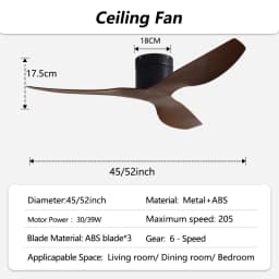 45/52 Inch Industrial Retro Ceiling Fan with LED Light and Remote Control, 6 Speed Silent Ceiling Fans No Light for Home & Offic