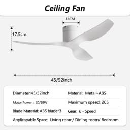 45/52 Inch Industrial Retro Ceiling Fan with LED Light and Remote Control, 6 Speed Silent Ceiling Fans No Light for Home & Offic