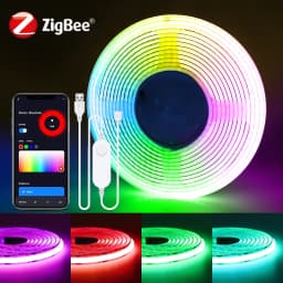 Zigbee 3.0 Tuya Smart 5V USB RGB COB LED Strip Light 576LEDs/M Dimmable Voice Control Work with Alexa Echo Google Home Assistant