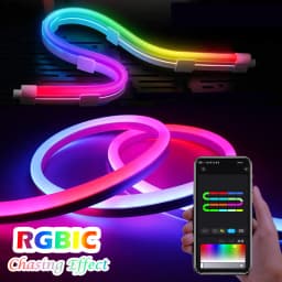 5V Flexible Light Strip USB RGBIC Dreamcolor Chasing Strip RGBIC Neon Rope Light Bluetooth Neon LED Strip Lights with Music Sync