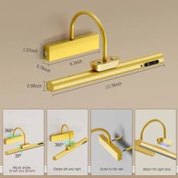 Modern Waterproof Rechargeable Mirror Sconce Living Room Wireless Remote Dimmable Wall Lamp Painting Picture Light Portrait
