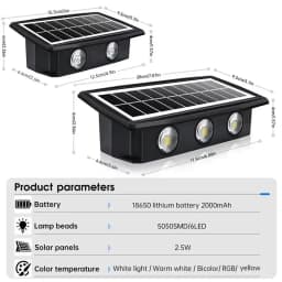 Solar Wall Lamp Outdoor Solar LED Light Waterproof Up And Down Luminous Lighting Balcony Yard Garden Decoration Lights