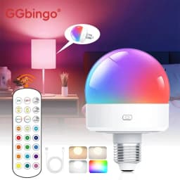 GGbingo 3 Color Temperatures Rechargeable Light Bulbs Remote Control Battery Operated Light Bulb with Timer Dimmable Lamp