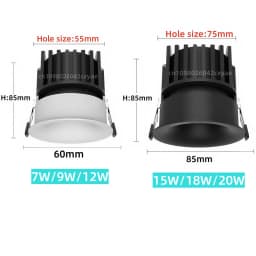 Dimmable LED Downlights, Anti-Glare Ceiling Lights, AC85-265V LED Spotlights, Living Room and Kitchen Indoor Lighting Bulbs