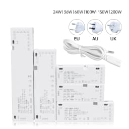 AC 220V LED Cabinet Light Transformer DC12V/24V 24W 36W 60W 100W 150W 200W Driver for Closet/Shelf Led Light Strip to Used