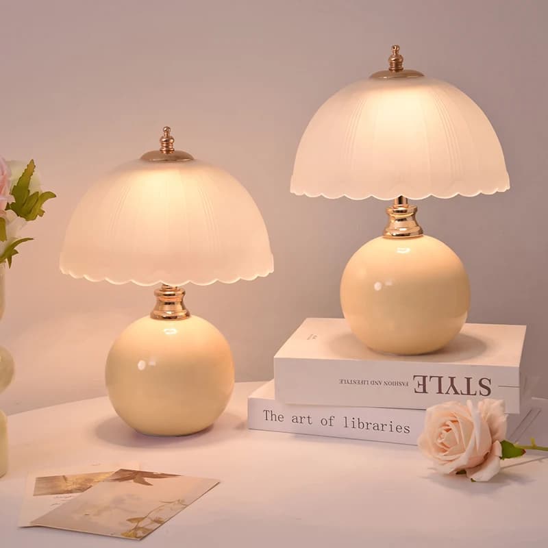 Modern Ceramic Simple Glass Cover Bedroom Bedside Table Lamp Children's Room Small Table Lamp Warm Reading Small Book Lamp