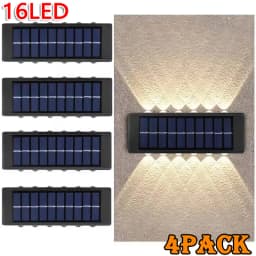 1~4Pcs Solar Wall Lights Outdoor 16LED Waterproof Lamp Up And Down Convex Lens Lighting For Garden Landscape Balcony Decoration