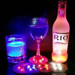 1-40PCS Battery Powered LED Coaster 3 Modes with Wine Glass Mat Cup Pad Sticker Bottle Drinking Club Bar Party Decor Night Light