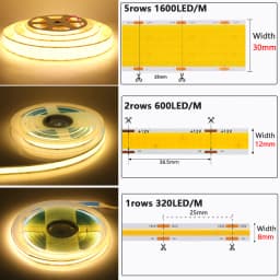 12V 24V 1 2 5 Rows COB LED Strip Light Super Bright 320 600 1600 LEDs Flexible Tape 3000K 4000K 6000K High Density Linear Lamp