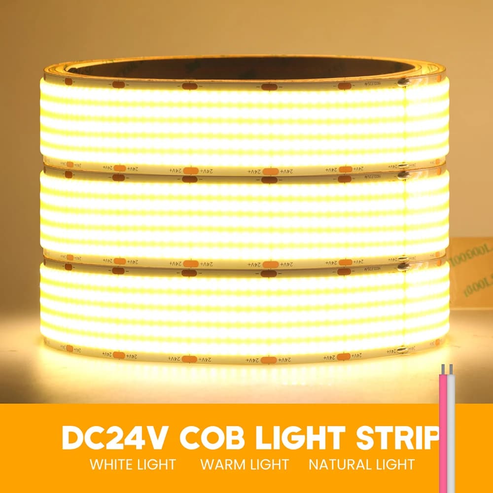 12V 24V 1 2 5 Rows COB LED Strip Light Super Bright 320 600 1600 LEDs Flexible Tape 3000K 4000K 6000K High Density Linear Lamp