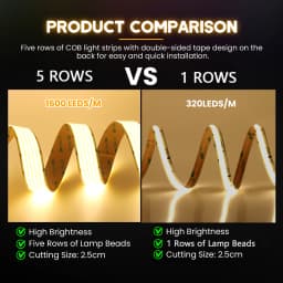 12V 24V 1 2 5 Rows COB LED Strip Light Super Bright 320 600 1600 LEDs Flexible Tape 3000K 4000K 6000K High Density Linear Lamp