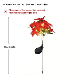 LED Solar Christmas Flower Poinsettia Artificial Flower Light, Suitable for Decorating Christmas Gardens, Lawns, and Courtyards