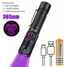 3x365nm/395nm UV LED Flashlight High Power Blacklight USB Rechargeable CatDog Pet Stain Tinea UV Glue Curing Scorpion Lamp Torch