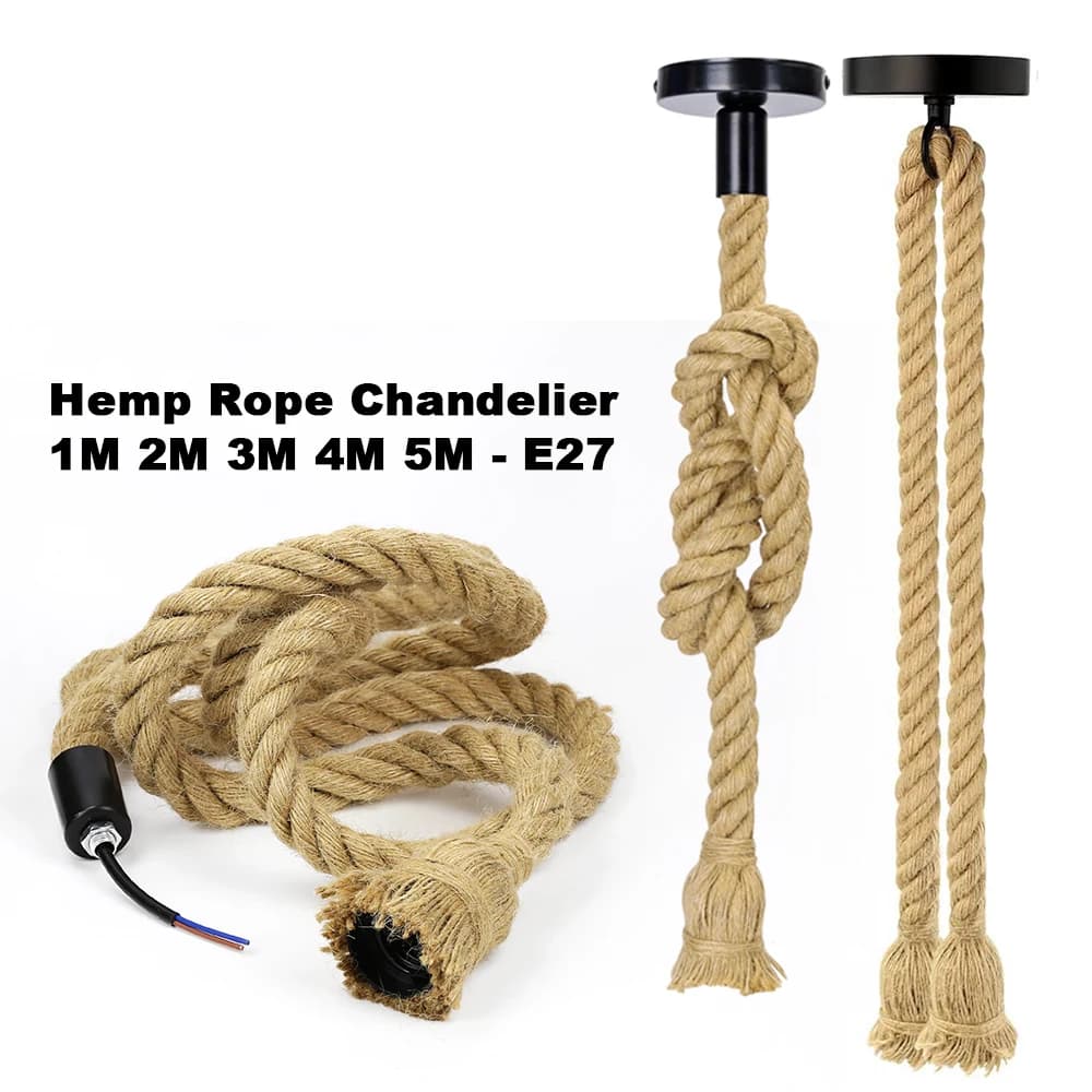 Vintage Hemp Rope Retro Ceiling Pendant Lamp E27 Base Loft Industrial Hanging Lamp Pendang Light Home Decoration DIY Decor Items