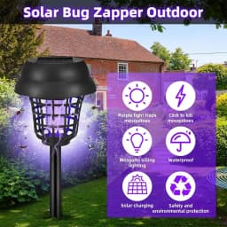 Solar Bug Zapper Outdoor Flying Insect Killer Hang or Stake in the Ground Waterproof for Indoor Outdoor Use Garden Patio Camping