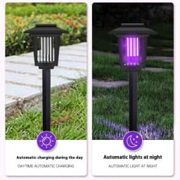 Solar Bug Zapper Outdoor Flying Insect Killer Hang or Stake in the Ground Waterproof for Indoor Outdoor Use Garden Patio Camping
