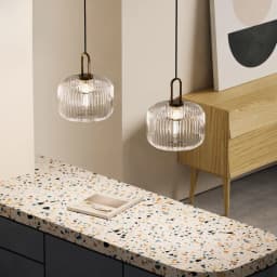 Modern Glass Pendant Light Striped Glass Single Head Chandelier Dining Room Kitchen Bedroom Bedside Living Room Home Decoration