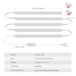 1Pcs/2Pcs T5 LED Light 15W 50cm No Flicker Smart IC Driver,AC85V-265V Replaceable Fluorescent Tube Bulb For Kitchen Wall Ceiling