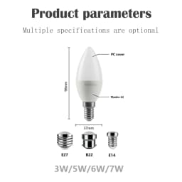 10pcs C37 BASE E27 E14 B22 Led Bulb 220V Candle Bulb Energy Saving Lamp 3W 5W 6W 7W Led Chandelier Light for Home Decoration