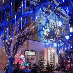 Solar/EU 8 Tubes LED Meteor Shower Rain Lights Waterproof Falling Raindrop Fairy String Light Holiday Party Patio Decor 30/50CM
