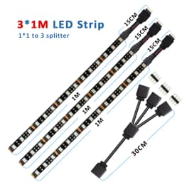 12V 4Pin RGB LED Strip Light IP30 IP65 5050 ARGB Aura Sync Motherboard Control PC Computer Case 50CM 1M 2M 60LEDs/M 1to1 1to2