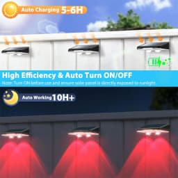 1-4Pcs Solar Powered LED Fence Lights Outdoor Waterproof Wall Lamp RGB or 3 Colors Auto ON/Off for Outside Patio Step Decor