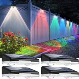 1-4Pcs Solar Powered LED Fence Lights Outdoor Waterproof Wall Lamp RGB or 3 Colors Auto ON/Off for Outside Patio Step Decor