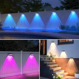 1-4Pcs Solar Powered LED Fence Lights Outdoor Waterproof Wall Lamp RGB or 3 Colors Auto ON/Off for Outside Patio Step Decor