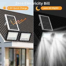 Powerful Led Solar Light High bright 2 Head 8000mah Flood Light Waterproof Outdoor Garden wall light For Indoor Shed Barn Room