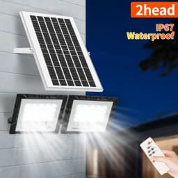 Powerful Led Solar Light High bright 2 Head 8000mah Flood Light Waterproof Outdoor Garden wall light For Indoor Shed Barn Room