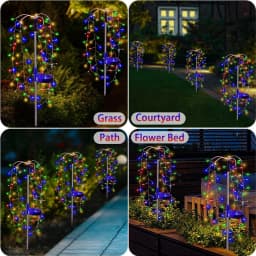 1pc 200LED Solar Firecracker Willow Firework Lights Outdoor 8 Lighting Modes IP65 Smart Light For Yard Garden Path Decoration