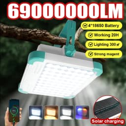 69000000LM Solar Rechargeable Floodlight 4 Colors Camping Lantern Tent Light Power Bank Work Emergency Light with Strong magnet