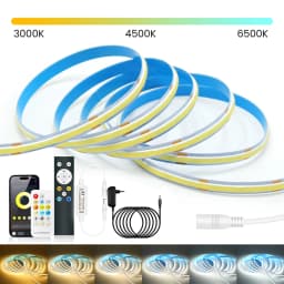 Bluetooth Remote CCT COB LED Strip Light 17key 12key RF Control EU/US/UK/AU Power Kit 24V 576 LEDs Flex Tape 4000K 5000K 6000K