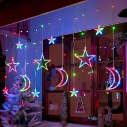 USB Powered Star Moon String Lights Warm/Multicolor Hanging LED Fairy Lamp Curtain Light String for Room Christmas NewYear Decor