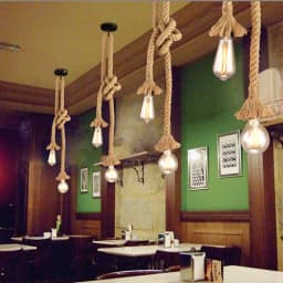 JOYINLED Hemp Rope Pendant Light, Industrial Retro Loft Hanging Lamp with E27 Socket for Edison LED Bulbs, Cafe Bar Living Room