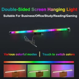 40CM RGB Atmosphere Table Lamp Computer Screen Hanging Lights for Work Study Read Gaming Stepless Dimmable Monitor Light Bar LED